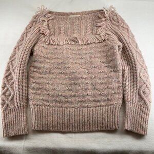 LoveShackFancy blush pink Kingston Sweater Speckled Cable Alpaca Pullover SZ S